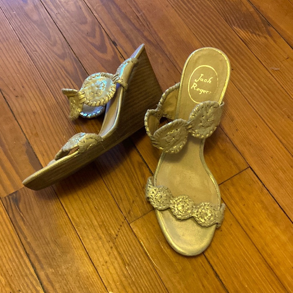 Jack Rogers Gold Wedge